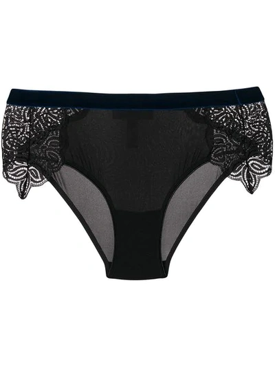 Chite' Side Lace Pattern Briefs  In Black