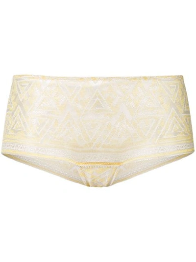 Chite' Lace Embroidered Briefs In Yellow