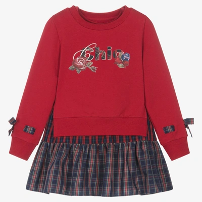 Lapin House Kids' Girls Red Tartan 2 Piece Dress