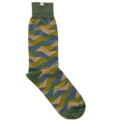 40 Colori Olive Green Geometric Organic Cotton Socks