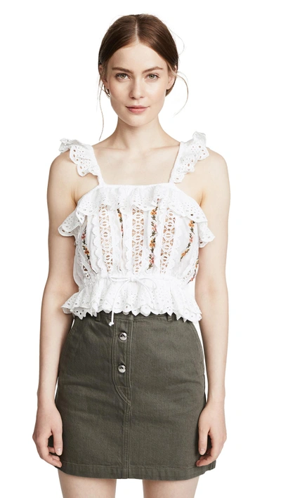 Rahicali Dreamcatcher Embroidered Top In White