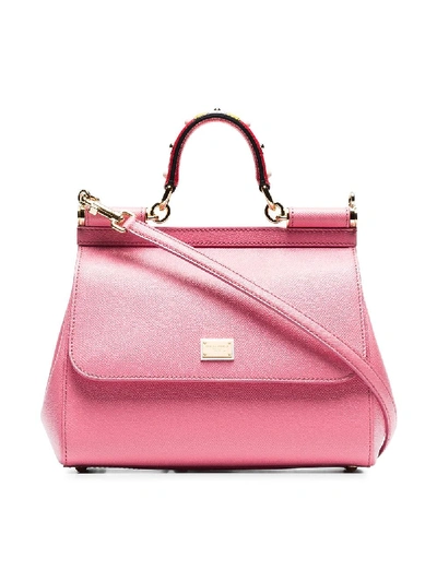 Dolce & Gabbana Pink Leather Sicily Medium Leather Shoulder Bag