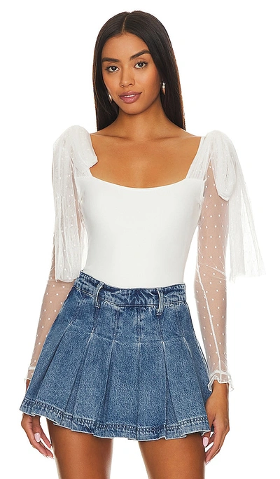 Free People Bardot ruched bodysuit in ivory