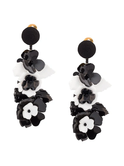 Oscar De La Renta Climbing Flower Earrings - Black