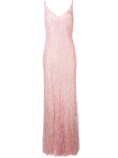 Amen Sequinned Evening Gown In Pink