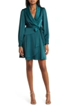 Vince Camuto Shawl Collar Long Sleeve Satin Dress In Hunter