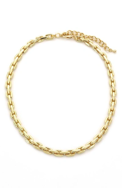 Panacea Flat Link Box Chain Collar Necklace In Gold