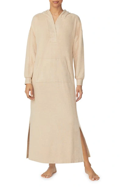 Sanctuary Hooded Long Sleeve Nightgown In Tan Print