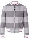 Thom Browne Grey Reversible Rugby Stripe Melton Wool Bomber