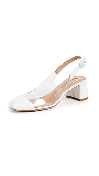 Aquazzura Optic 50 Leather-trimmed Pumps In White