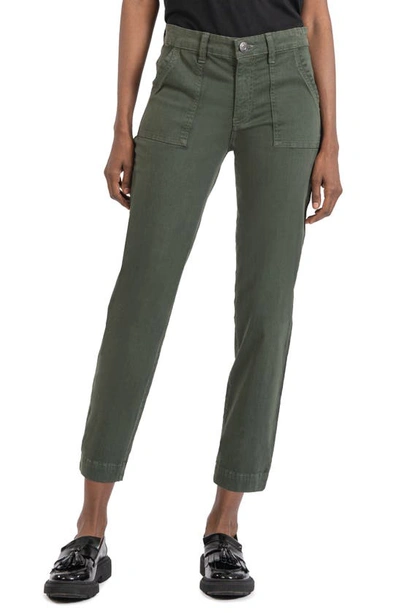 Kut From The Kloth Chris High Waist Ankle Slim Straight Leg Pants In Olive