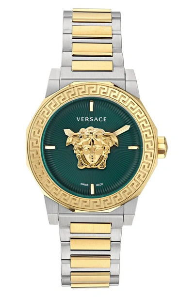 Versace Men's Medusa Deco Two-toned Stainless Steel Bracelet Watch/38mm In Two Tone Green