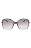 Longchamp 59mm Roseau Modified Rectangle Sunglasses In Gradient Grey Rose