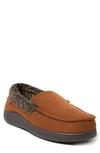 Dearfoams Alexander Faux Shearling Moccasin Slipper In Chestnut