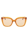 Longchamp Le Pliage 53mm Gradient Rectangular Sunglasses In Honey/ Orange