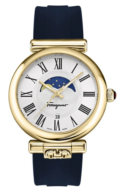 Ferragamo Classic Silicone Strap Watch, 42mm In Gold
