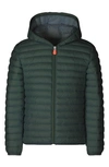 Save The Duck Kids' Lily Hooded Puffer Jacket In Green Black