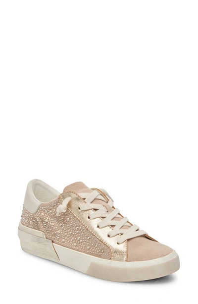 Dolce Vita Zina Crystal Trainer In Gold Suede