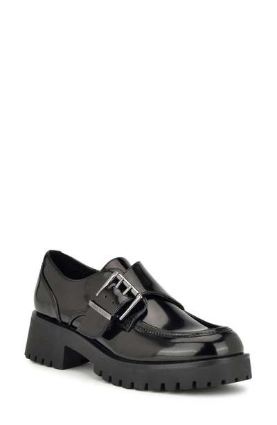 Nine West Araise Monk Strap Platform Loafer In Black Patent