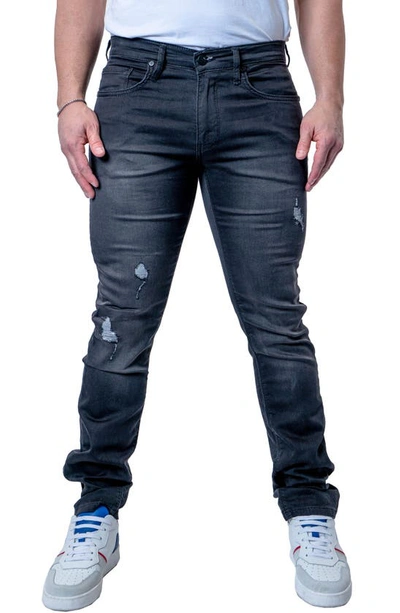 Maceoo Tipped Athletic Fit Stretch Jeans In Grey