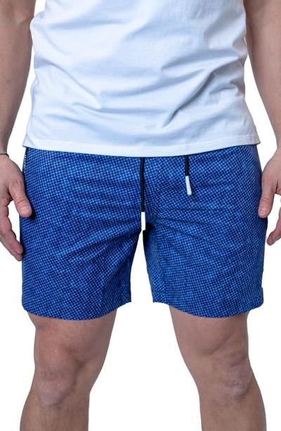 Maceoo Swim Lion Square Dot Swim Trunks In Blue