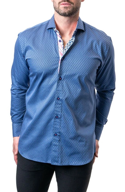 Maceoo Einstein Goal Blue Contemporary Fit Button-up Shirt