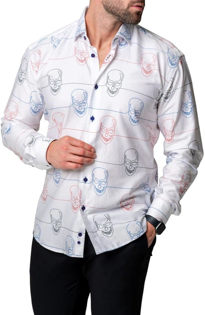 Maceoo Fibonacci Skullwire Contemporary Fit Button-up Shirt In White