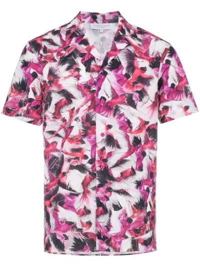 Orlebar Brown Travis Tailored-fit Bird-print Cotton And Linen-blend Shirt In Pink