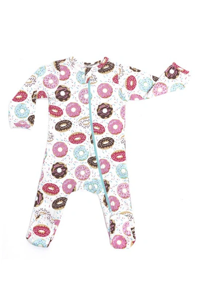Norani Babies' Donut Print Organic Cotton Footie In Pink/ Brown