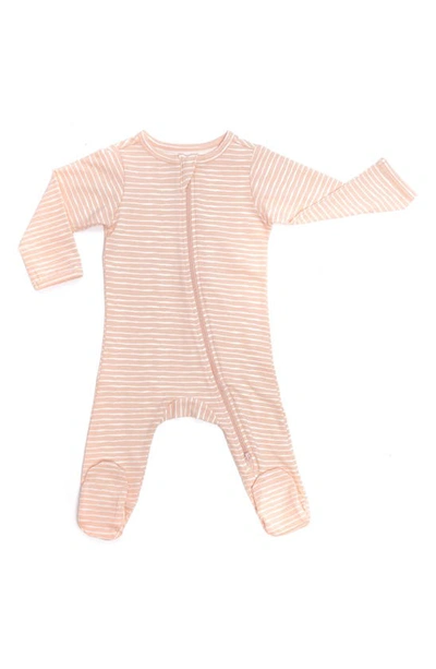 Norani Babies' Stripe Organic Cotton Footie In Pink