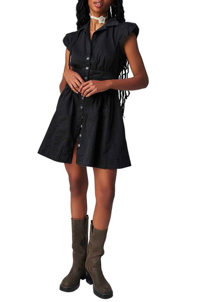 Free People Chester Nonstretch Denim Dress In Black ModeSens