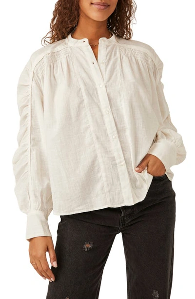 Free People Maraya Cotton Button-up Blouse In Ivory