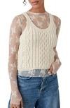 Free People High Tide Cable Stitch Cotton Sweater Tank In Tea