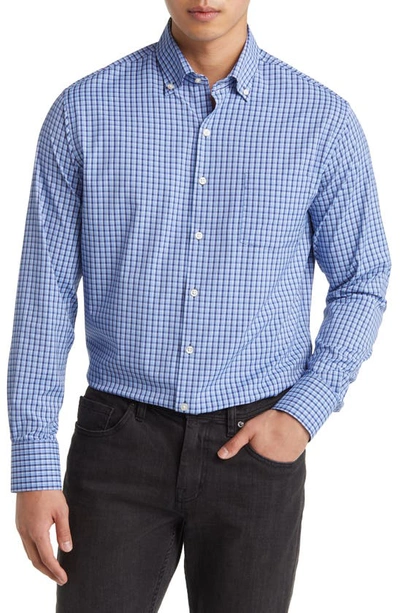 Peter Millar Ashbury Classic Fit Tattersall Plaid Performance Button-down Shirt In Sport Navy