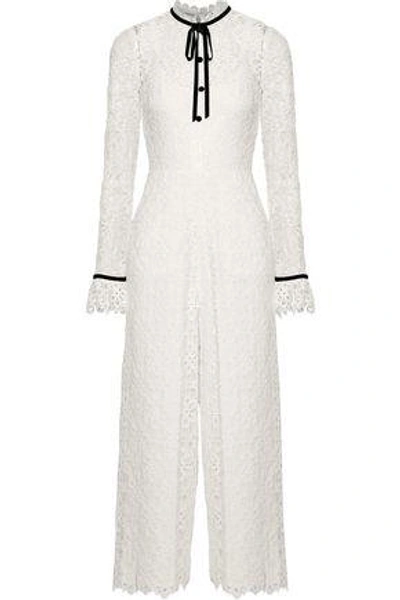 Temperley London Eclipse Cropped Corded Lace Wide-leg Jumpsuit In White