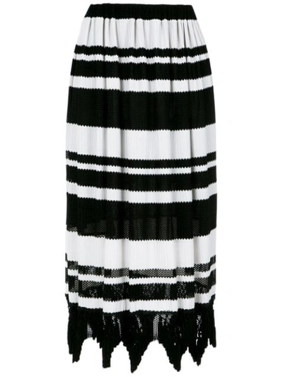 À La Garçonne Striped Midi Knit Skirt In Black