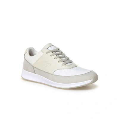 Lacoste Women's Chaumont Mixed Material Trainers In Light Grey/light Tan/whit