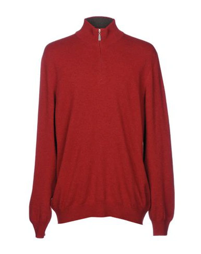 Gran Sasso Sweater With Zip In Brick Red