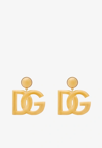 Dolce & Gabbana Dg Logo Clip-on Earrings In Gold