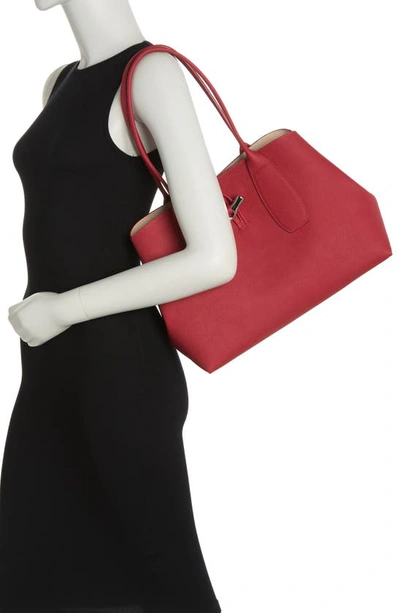 Longchamp Roseau Leather Shield Tote In Red