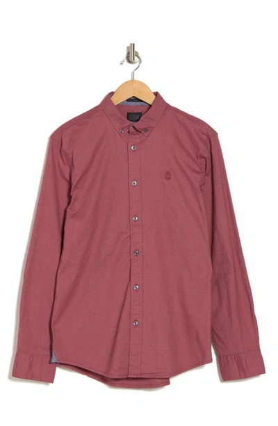 14th & Union Stretch Cotton Oxford Button-down Shirt In Burgundy Mauve Oxford