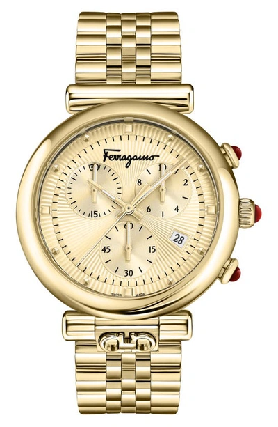 Ferragamo Ora Chronograph Bracelet Watch, 40mm In Yellow Gold