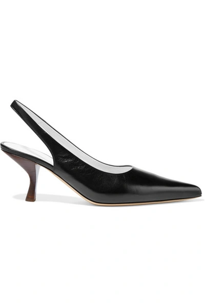 The Row Bourgeoise Leather Slingback Pumps In Black