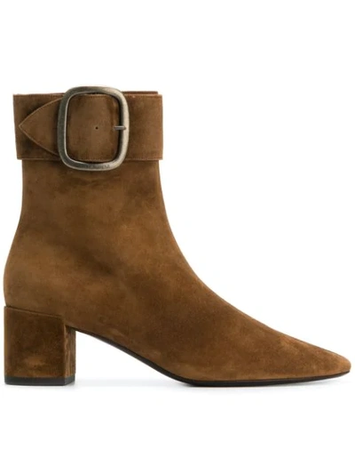 Saint Laurent Joplin 50 Suede Ankle Boots In Brown