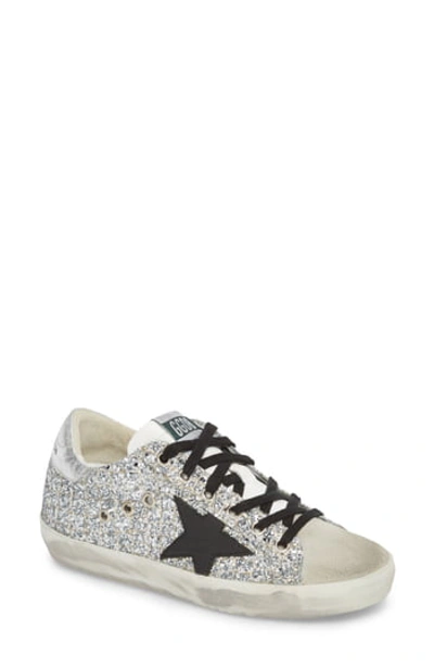 Golden Goose Superstar Glitter Fabric & Suede Low-top Sneakers In Silver/ Black