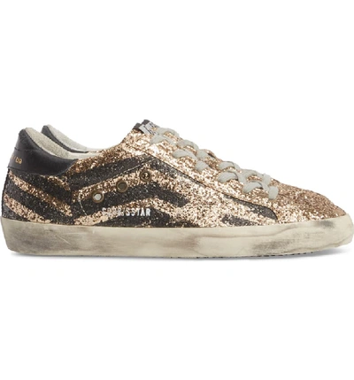 Golden Goose Superstar Glitter Fabric Low-top Sneakers, Gold In Gold Glitter