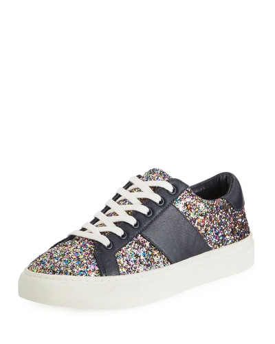 Tory Burch Carter Glitter Low-top Lace-up Sneakers In Confetti Navy