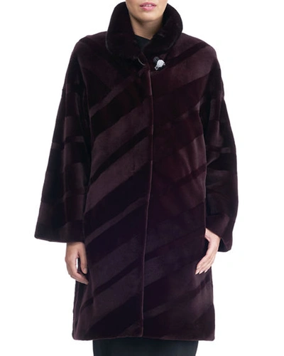 Gorski Diagonal Sheared Mink Fur Stroller Coat In Wine