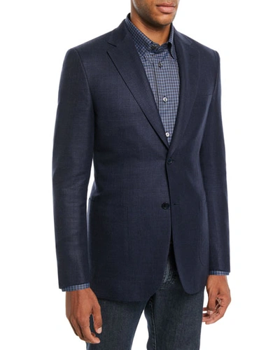 Brioni Men's Textured Wool-blend Blazer In Blue