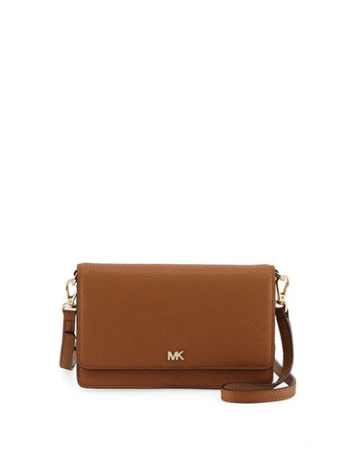 Michael Michael Kors Leather Phone Crossbody Wallet In Acorn